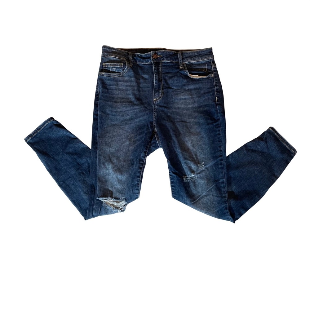 Ms Cello Women Dark‎ Wash Distressed Skinny Jeans Size 14 Americana Indie Pop